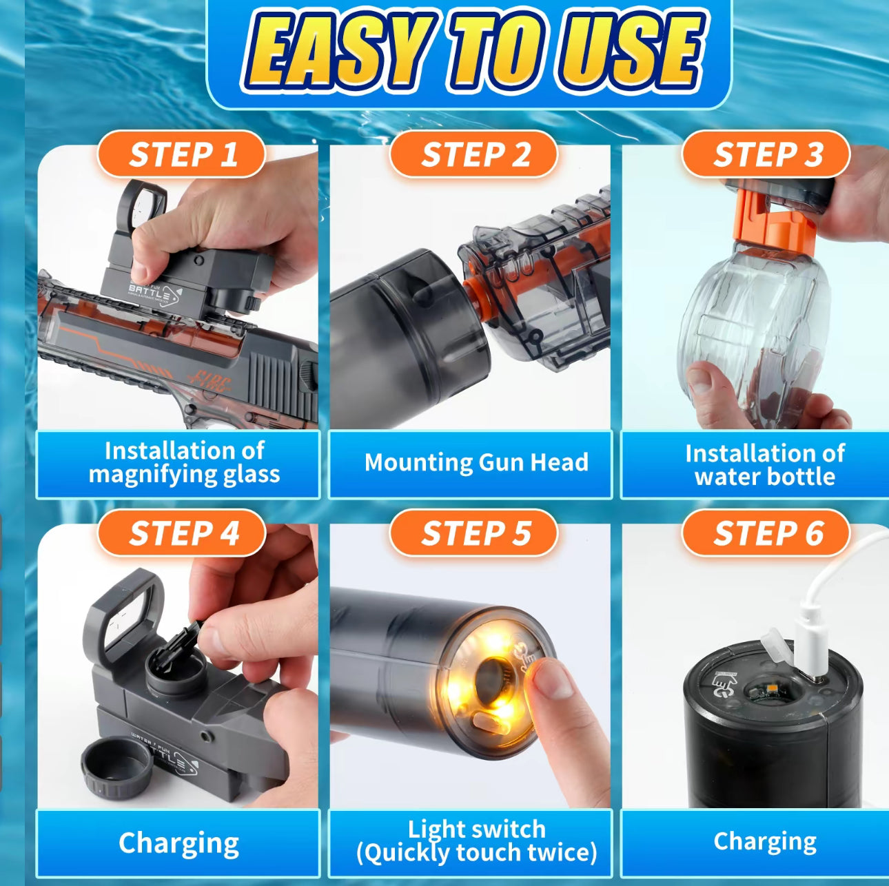 Isabrandz™ Automatic Electric Water Gun with Muzzle Flash