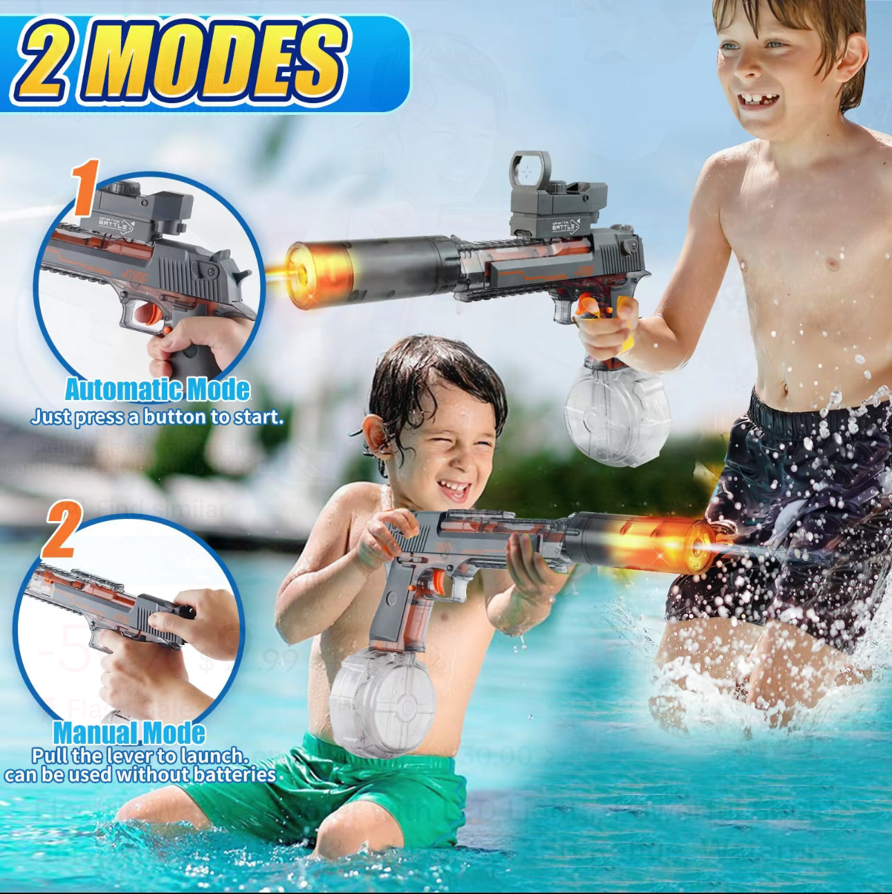 Isabrandz™ Automatic Electric Water Gun with Muzzle Flash