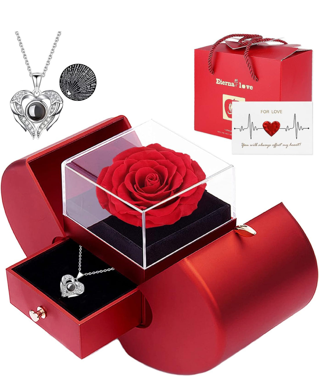 Eternal Rose Jewelry Gift Box W/ Necklace